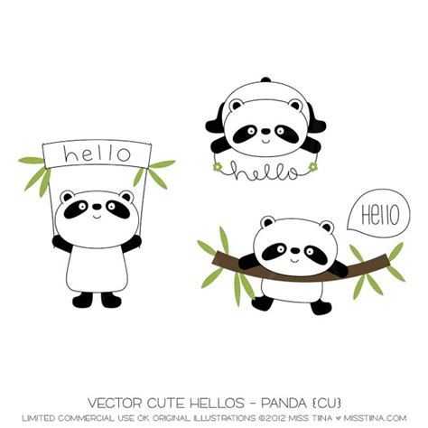New Vector Cute Hellos Panda Happy Panda Hello Panda Cute Panda
