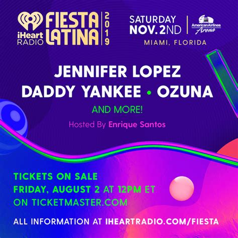 2019 Iheartradio Fiesta Latina Lineup Jennifer Lopez Daddy Yankee