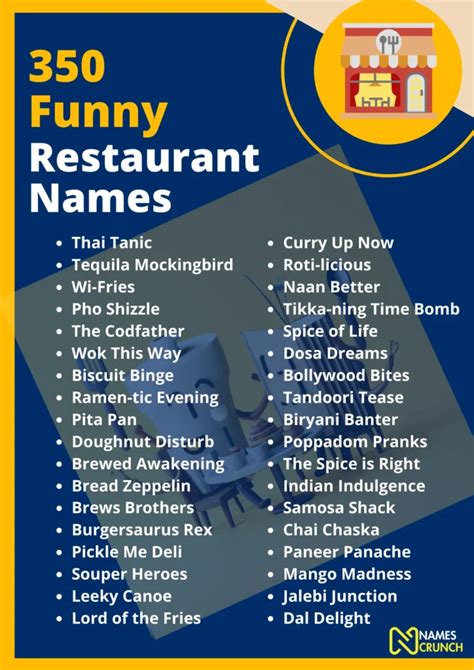 250 Funny Restaurant Names That Arent Yet Taken Names Crunch