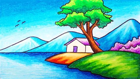 Easy Nature Scenery Drawing For Beginners How To Draw