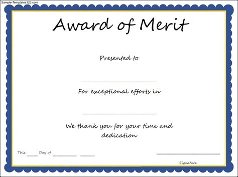 Award Of Merit Certificate Template Sample Templates
