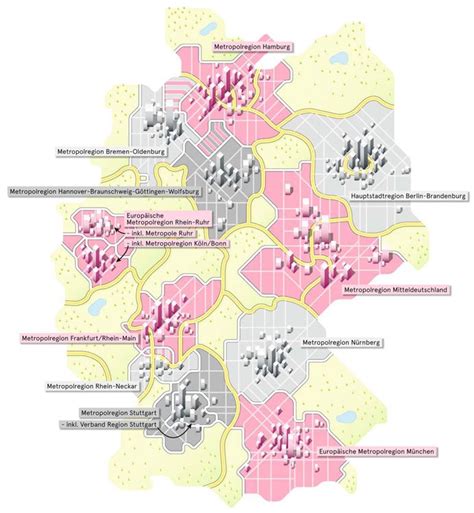 Deutschlandkarte Metropolregionen City Layout Beer Hall Brandenburg Gate North Sea Travel