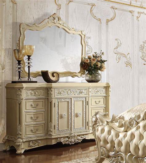 Buy Homey Design Hd 5800 King Panel Bedroom Set 5 Pcs In Cream Pearl