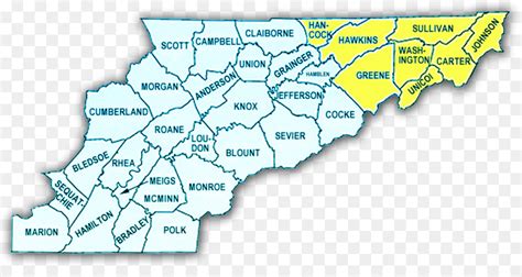 East Tennessee County Map With Cities