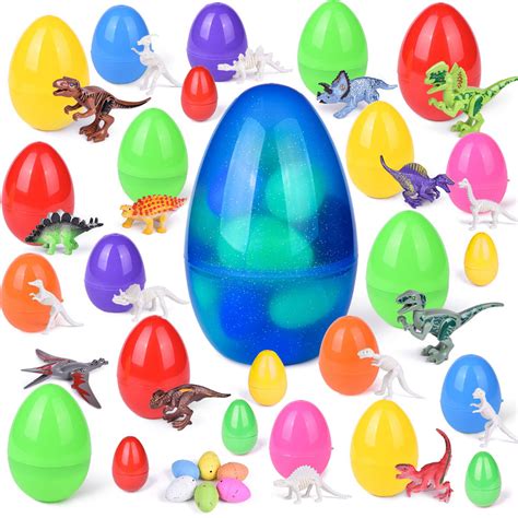 Fun Little Toys 25 Pcs Easter Eggs With Dinosaur Toys Easter Basket
