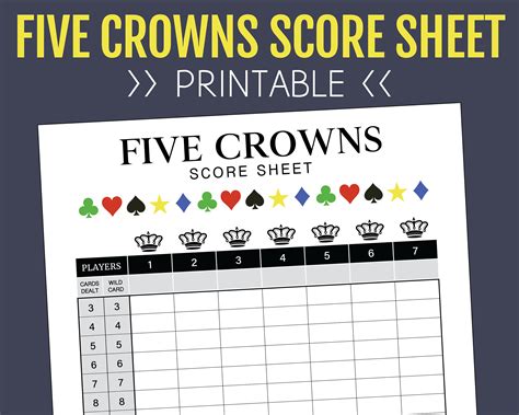 Five Crowns Printable Score Sheet
