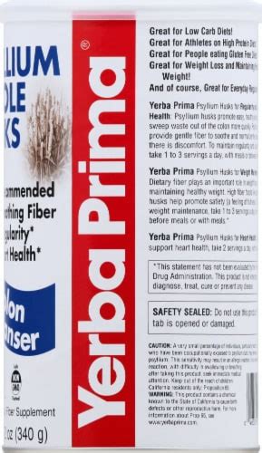 Maybe you would like to learn more about one of these? Yerba Prima Psyllium Whole Husks Colon Cleanser, 12 oz ...