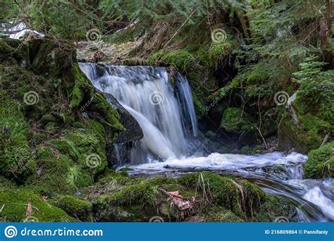 Cascade Falls Over Mossy Rocks Stock Photo Image Of Wallpaper