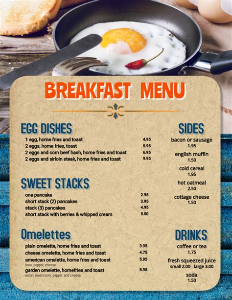 Restaurant Menu Breakfast Brunch Flyer Template Postermywall