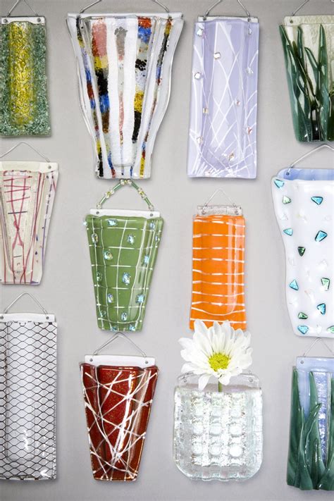 Fused Glass Wall Vases By Glasspockets On Etsy