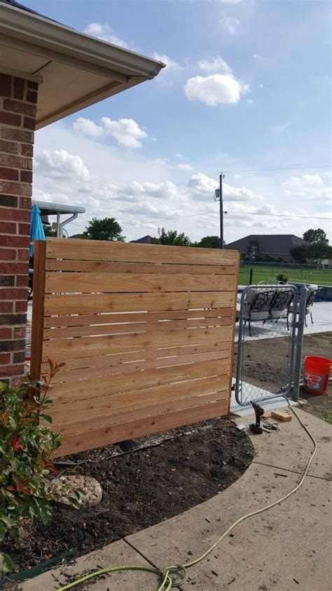 Fence panels to hide pool equipment. Modern design Cedar Fence to hide pool equipment and A/C ...