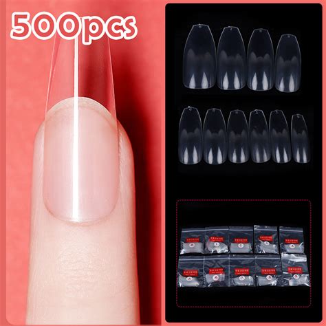 500pcsset Plastic False Nail Tips Nail Art Clear Natural Nails Tips