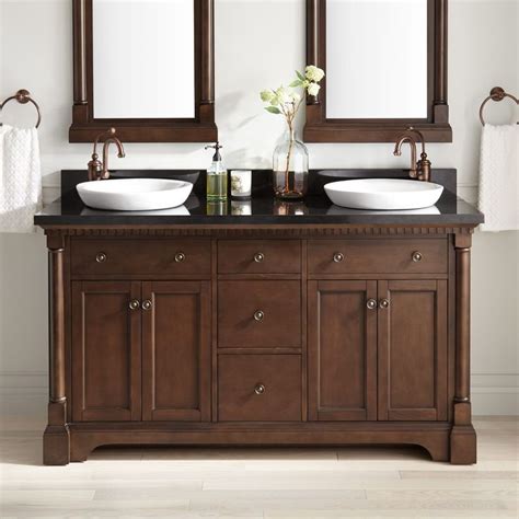 60 Claudia Double Vanity For Semi Recessed Sinks Antique Coffee