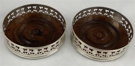 Pair Of Antique Silver George Iii Wine Coasters 1801 By Peterann And