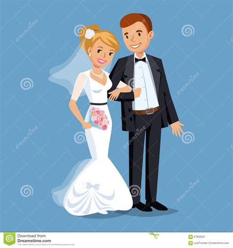 Cute Bride And Groom Wedding Party Set Illustration
