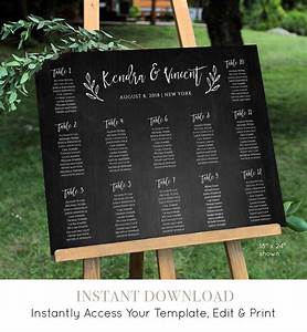 Wedding Seating Chart Template Instant Download 100 Editable Diy