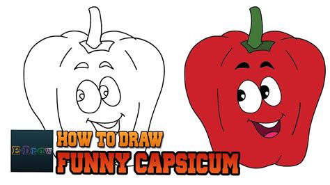 How To Draw Funny Capsicum Easy Step By Step For Kids Cartoon Capsicum