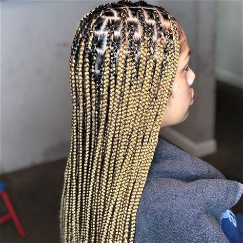 Honey Blonde Knotless Box Braids With Color