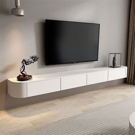 Modern White Tv Media Stand Floating Tv Stand Console With Drawers For