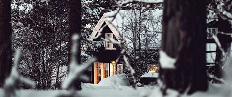 Download Wallpaper 2560x1080 House Forest Snow Winter Dual Wide