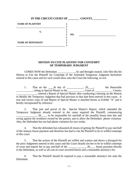 Sample Motion For Contempt Of Court Fill Out And Sign Online Dochub