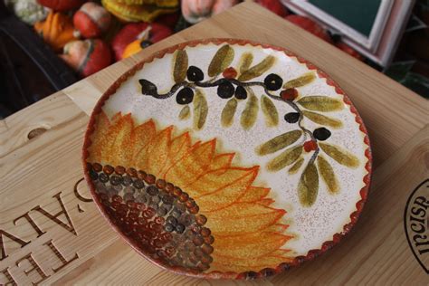 Hand Made And Hand Painted Tuscan Maiolica Tuscan Sunflower And
