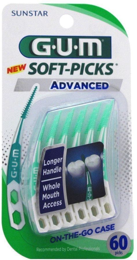 Gum Dental Soft Picks Advanced Longer Handle Whole Mouth Access 60 Ct