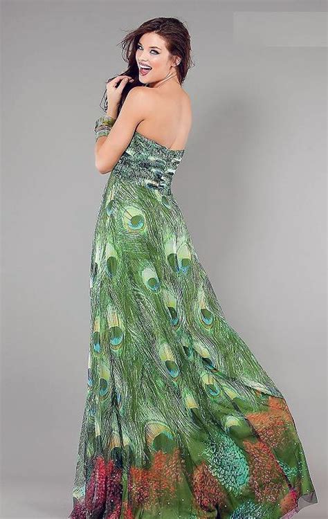 Peacock Print Prom Dress Styles