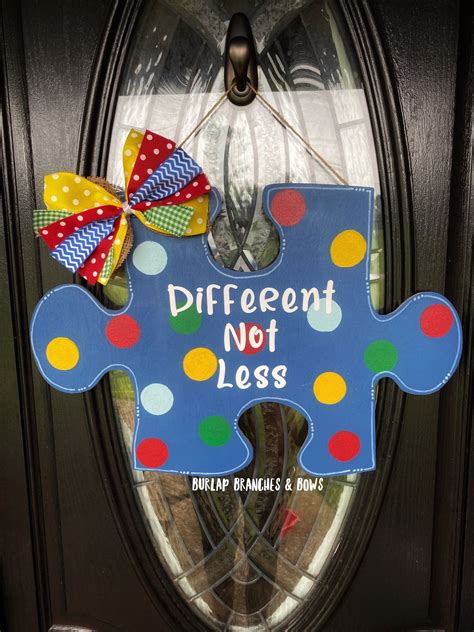 Autism Puzzle Piece Door Hanger Etsy In 2021 Autism Puzzle Piece