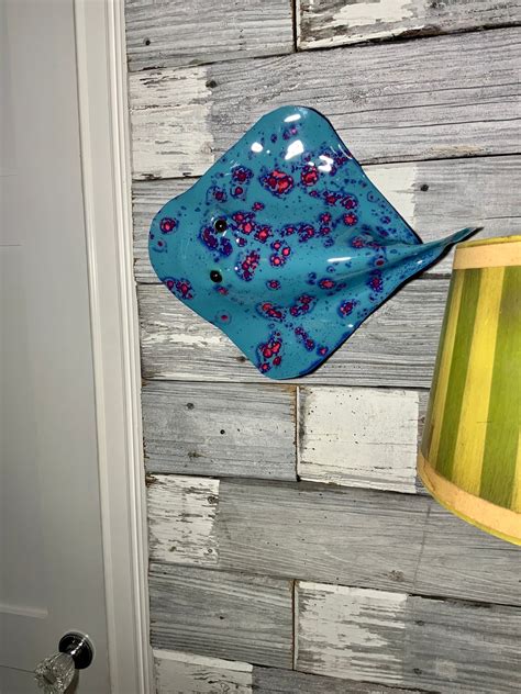 Large Stingray Wall Art 17 Turquoise Bluepink Handmade Recycled