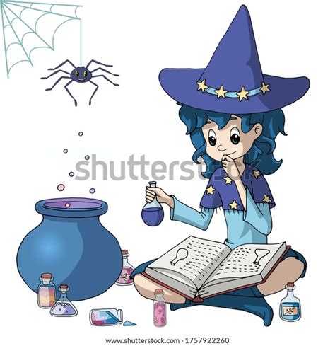 cute cartoon witch sitting crossed legs vector có sẵn miễn phí bản quyền 1757922260