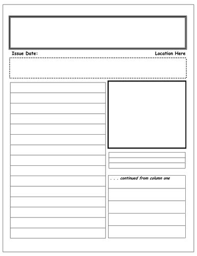 Newspaper Report Template Teaching Resources