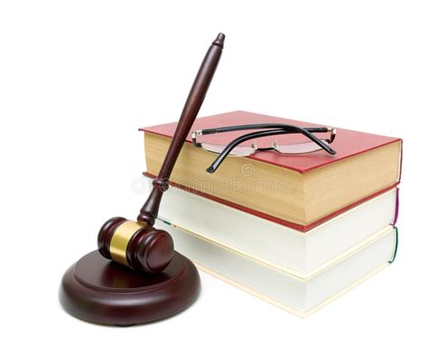 Gavel A Stack Of Books And Glasses On White Background Stock Image
