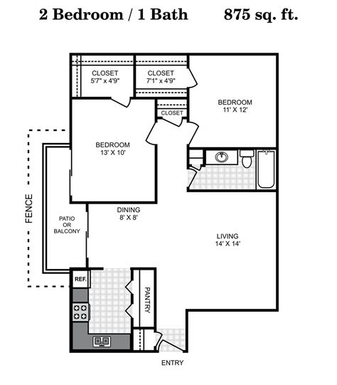 2 Bedroom 1 Bath 2 Bed Apartment Hunters Glen Apartments