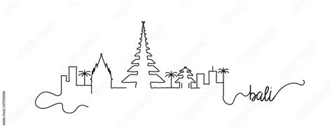 Bali City Skyline Doodle Sign Stock Vector Adobe Stock