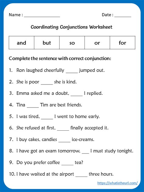 conjunctions-worksheet-for-grade-5 - Your Home Teacher