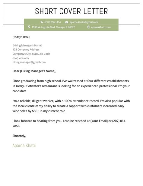 Short Cover Letter Example For Your Needs Letter Template Collection