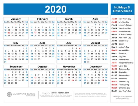Printable Calendar 2020 Template Holidays 2020 2021 Calendar Riset