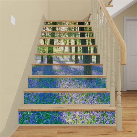Bluebell Forest Stairs Mural Peel And Stick Stair Risers Decal Etsy