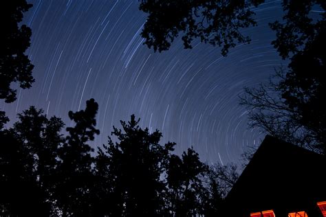Wallpaper California Longexposure Night Forest Stars Cabin