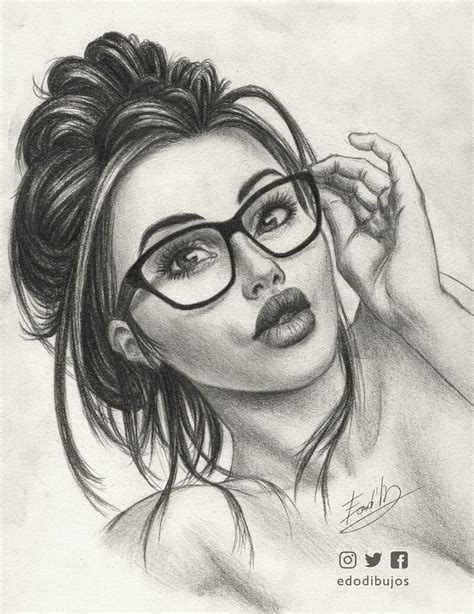 Artstation Girl With Glasses Eduardo Becerra Pencil Drawings Of