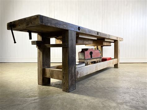 1920s Carpenters Workbench Vintage Industrial Console Table