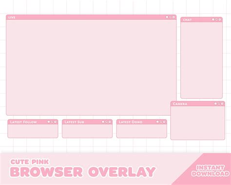 Cute Pink Browser Twitch Overlay Streaming Overlay Kawaii Etsy Uk