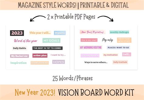 2023 Vision Board Printable Vision Board Digital 2023 Etsy Sweden