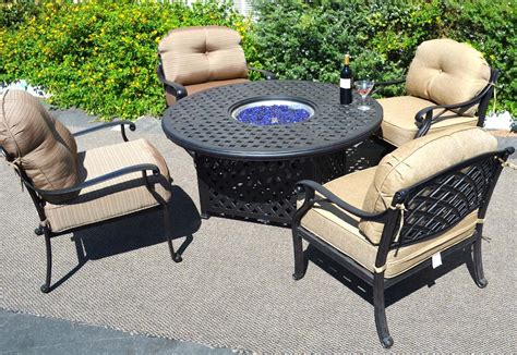 Propane Fire Pit 5pc Set Conversation Patio Furniture