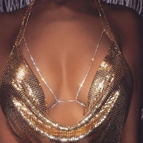 buy luxury crystal bra body jewelry harness bikini chain gold silver color sexy