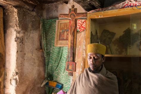 Bahir Dar Ethiopia January 22 2015 A Monk Protects Orthodox Books In