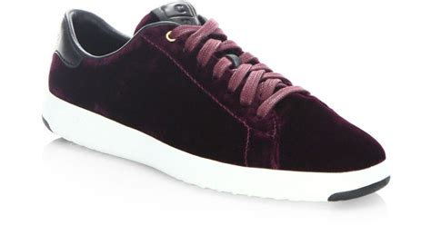 Cole haan black leather tennis shoes. Lyst - Cole Haan Grandpro Tennis Malbec Velvet Sneakers ...