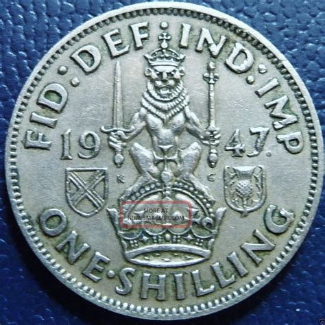 Uk England Great Britain 1 Shilling Coin 1947 Scottish Version