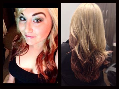Reverse Ombré Hair Color Blonde To Violet Red Tips Reverse Ombre